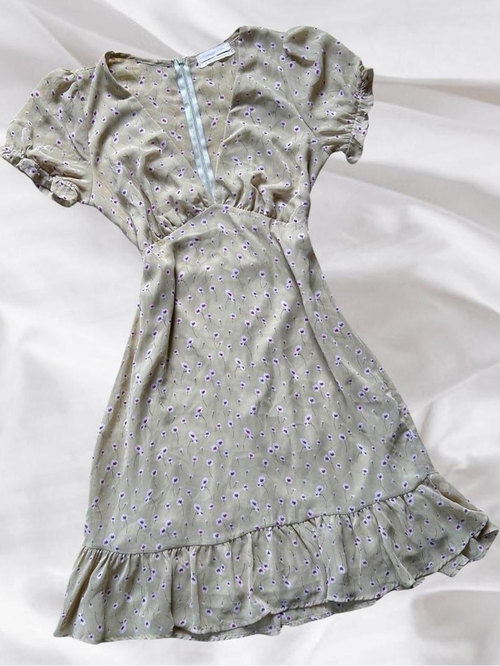 Green Floral Babydoll Dress
